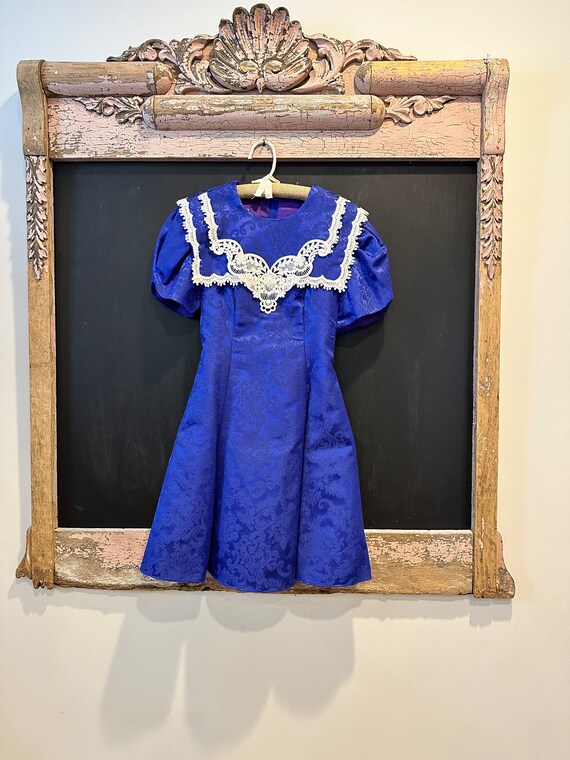 Vintage Blue Damask Girl’s Dress by Jessica McCli… - image 1