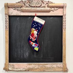 Vintage Christmas Needlepoint Stocking / Vintage Santa Stocking