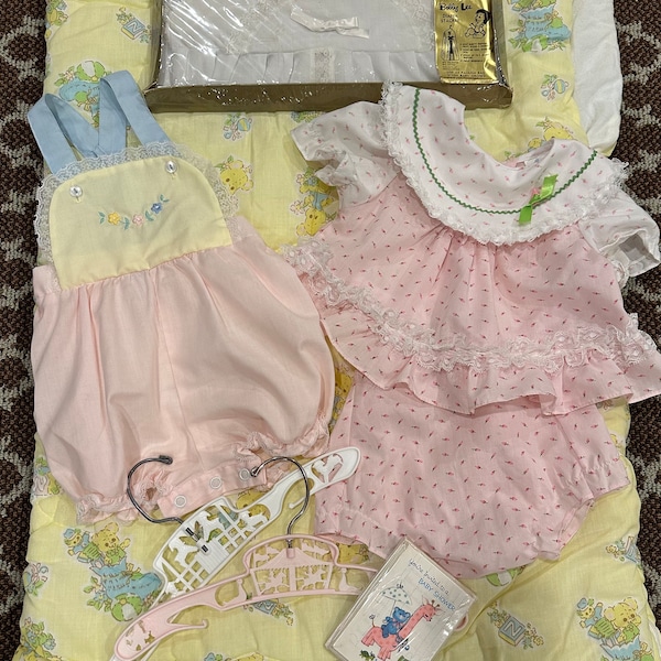 Vintage Baby Girl Clothes / 6 Piece Baby Girl Clothing Bundle / Size 3-9 Months /