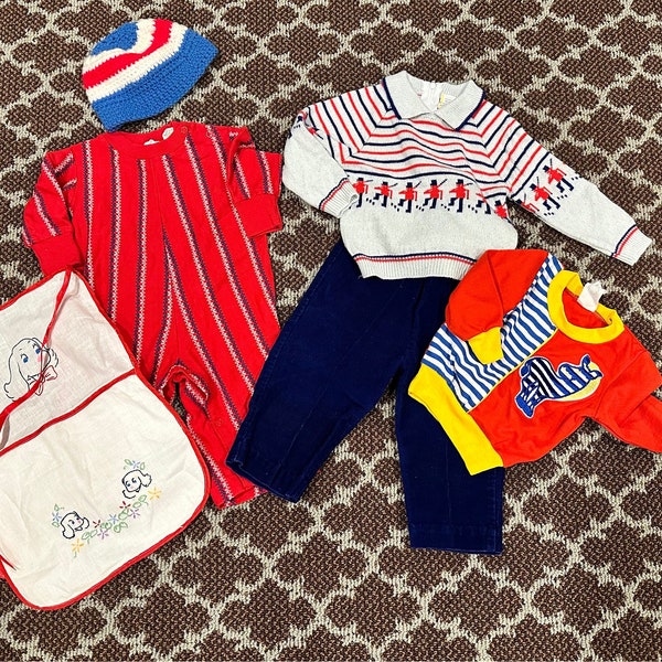 Vintage Baby Boy Clothes / 6 Piece Boy’s Clothing Bundle / 6-9 Months /