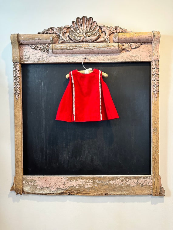 Vintage Baby Girl Dress / Red Corduroy Holiday Dre