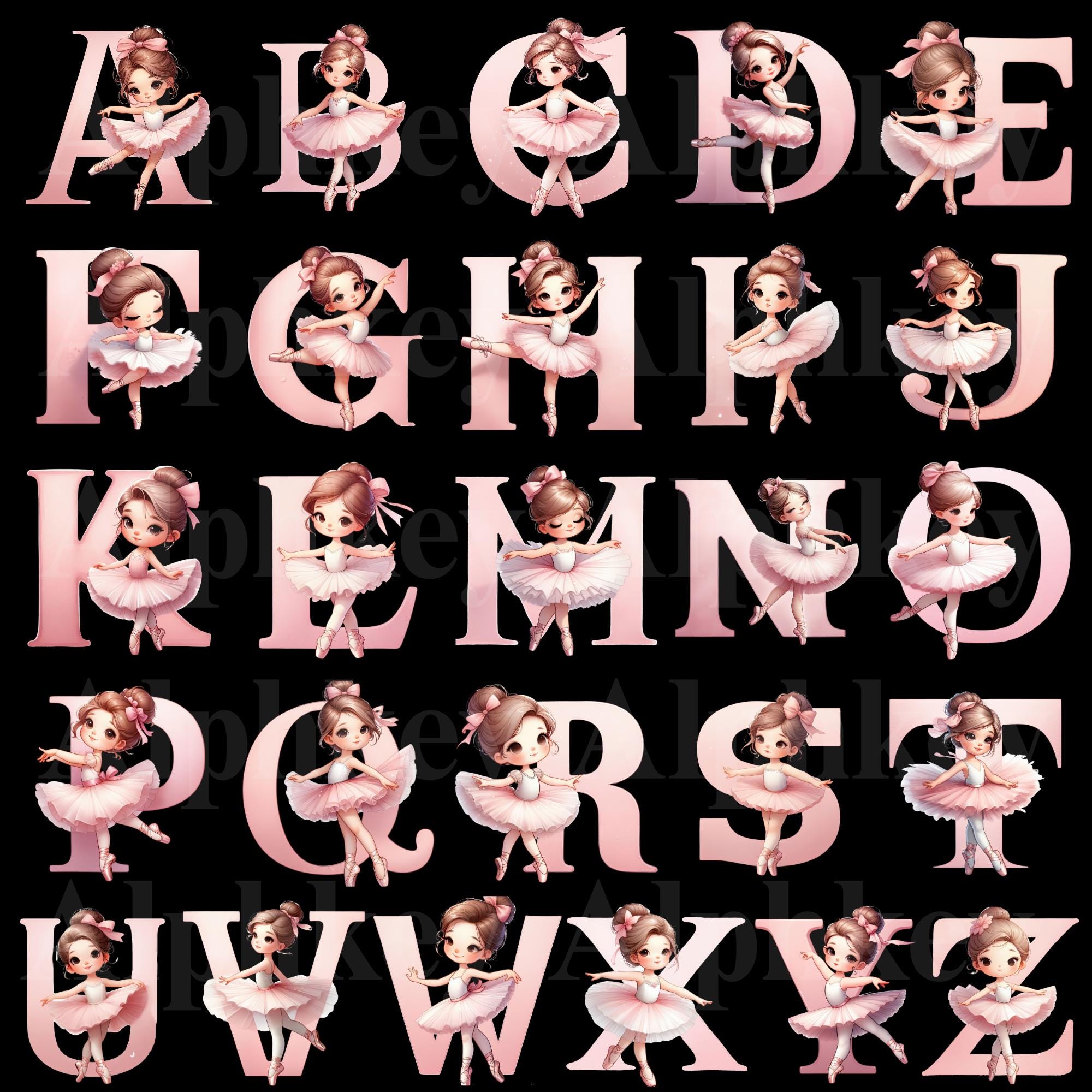 Ballet Alphabet PNG A-Z With 0-9 | Ballerina Letters | Digital Download ...
