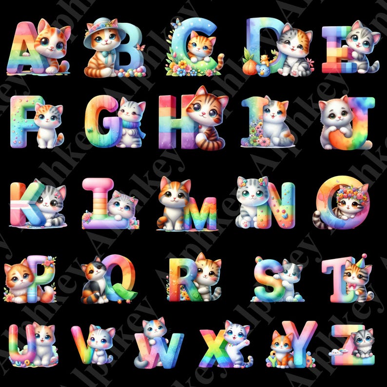 Cats Alphabet A to Z and 0-9 | Adorable Cat Letter | Number Set for ...