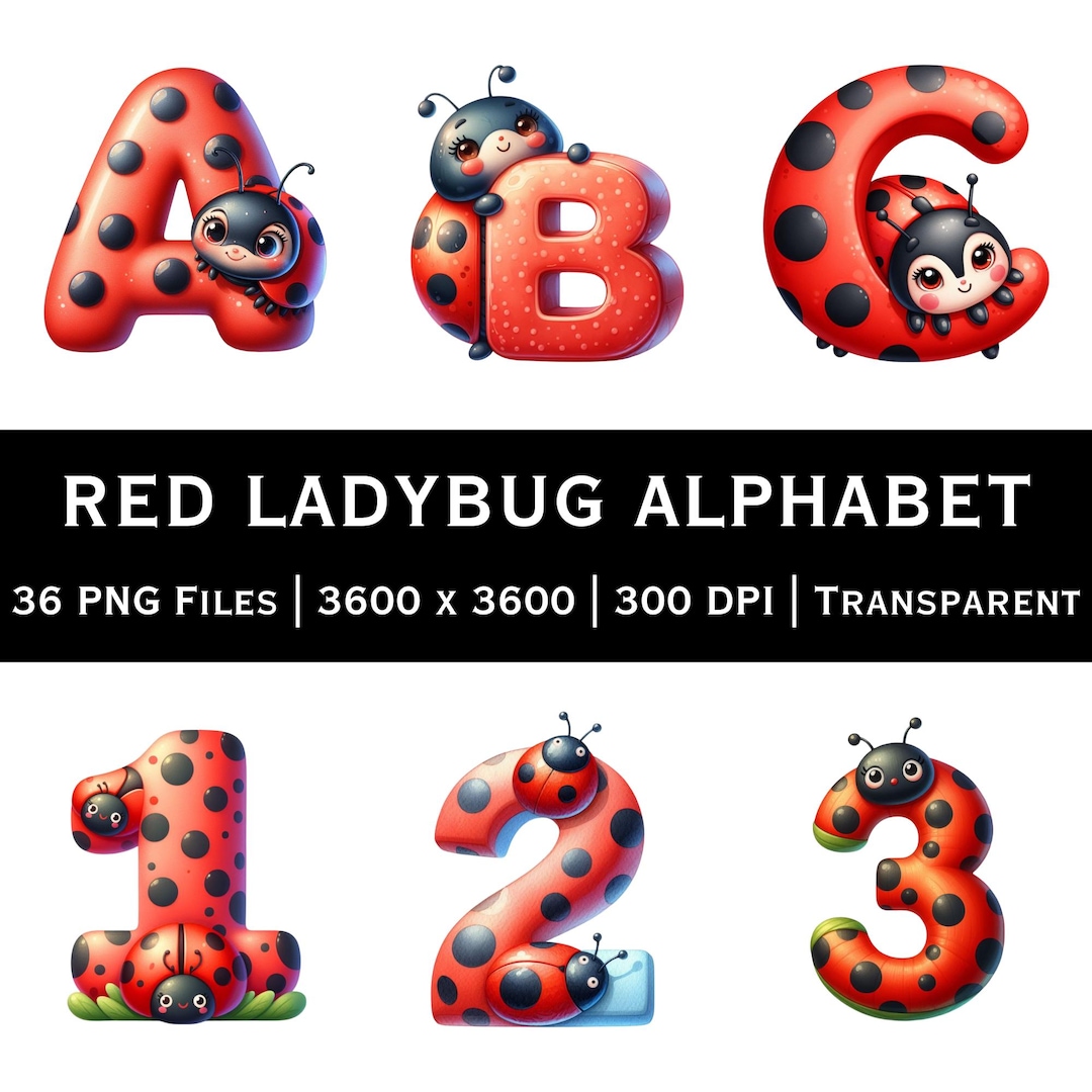 Ladybug Letter R Red Ladybug Alphabet & Numbers A to Z and 0 - 9 | Ladybug Letter Set ...