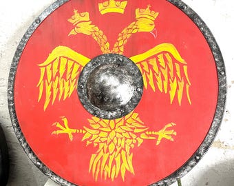 24" Viking Red Eagle Shield – Medieval Wooden Warrior Replica for Cosplay & Display