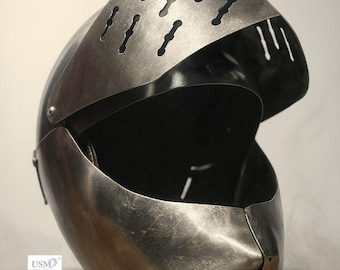 Authentic Templar Knight Great Helm | Polished Mild Steel Armor Helmet with Leather Liner | Historical Reenactment Combat-Ready Headgear