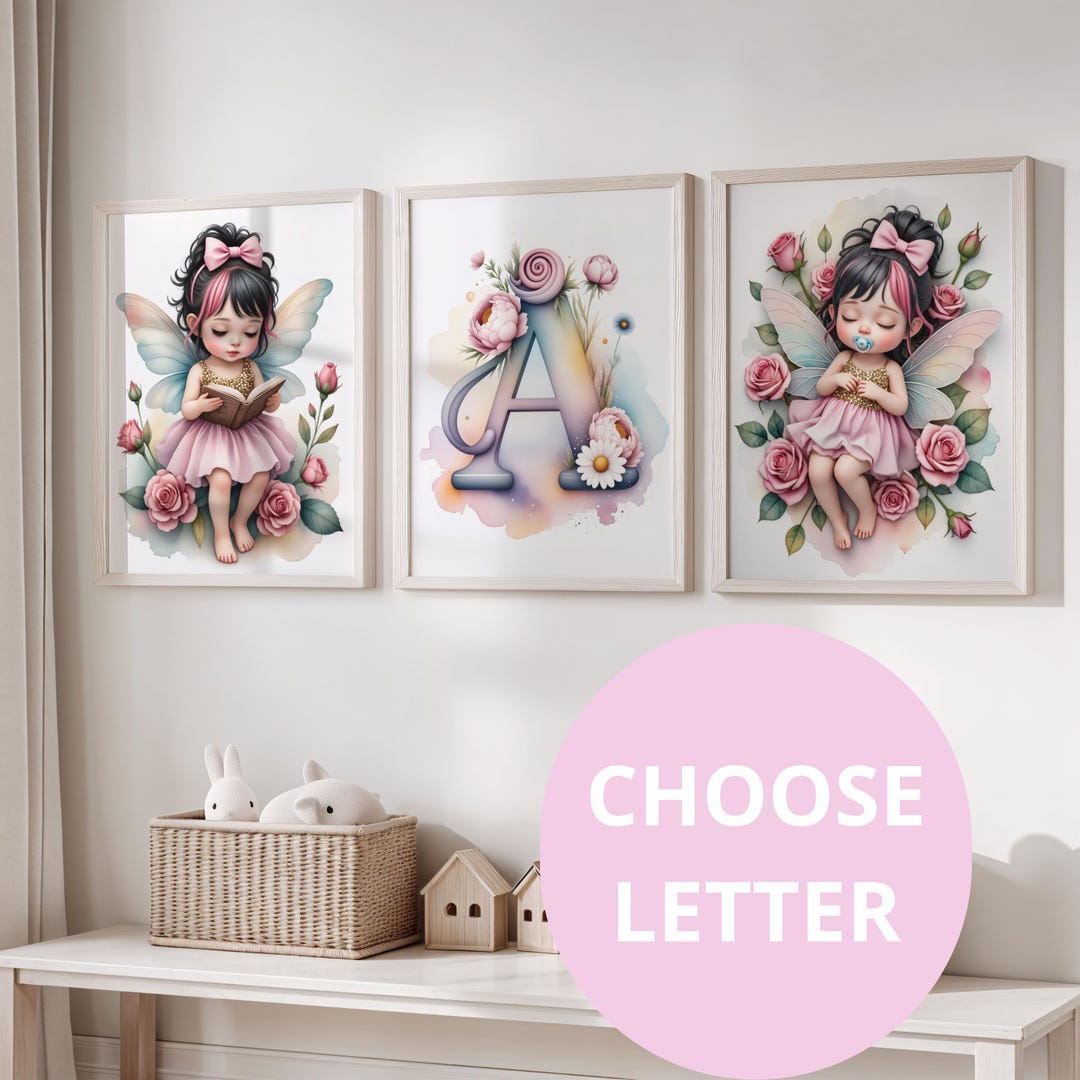Personalized Fairy Nursery Wall Art Floral Pastel Printable Decor for ...