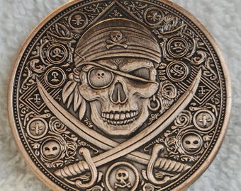 2-1 once Antiqued Pirate Copper Round .999 fine copper