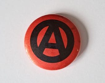 Vintage Anarchy Symbol Badge 1980s Punk Pin, DIY Rebellion