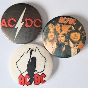 Vintage AC/DC Badge, 1980s Rock Band Pin, Highway To Hell, Angus Young Memorabilia, Heavy Metal Collectible