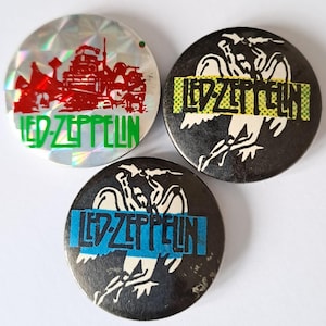 Vintage Led Zeppelin Badge, 1980s Rock Pin, Rock Memorabilia, Original Band Collectible
