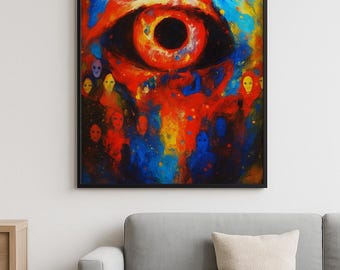 Lebendiges, allsehendes Auge - Abstrakte Expressionistische druckbare Wandkunst | Digitale Augen Kunstdruck | Psychedelische Vision Poster