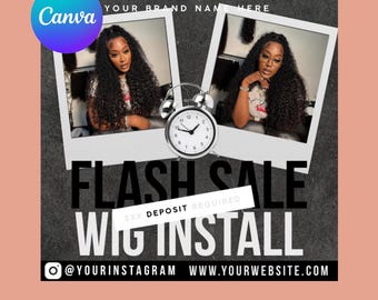 Flash Sale Flyer, Beauty Flyer, Flash Sale Template, DIY Canva Flyer, Wig, Lash, Hair, Nail Flyer, Special Deal Sale Flyer, Wig Sale