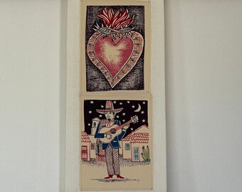 Sacred Heart and Guitar Player Towel-Vintage Alexander Henry-Embroidered Appliqué-Washable Cotton