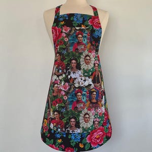 Frida K Helförkläde - Porträtt av konstnären - Målare - Applikationsficka - Bomull - Vändbart