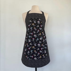 Calavera Dogs Helförkläde - De dödas dag - Dia de los Muertos - Tvättbart bomullsfoder - Applikationsficka - Vändbart