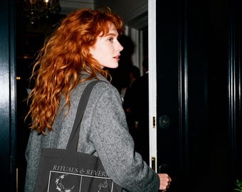 Rituals and Reverie Mystic Tote Bag | Tarot Moon Design Canvas Market Bag