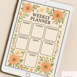 Weekly Floral Planner | Reusable Digital & Printable PDF PNG| Goodnotes, iPad, Tablet Compatible | Instant Download