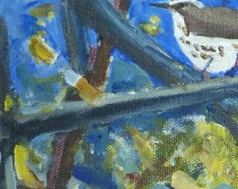 Louisiana Waterthrush Along Wissahickon Acrylic Painting