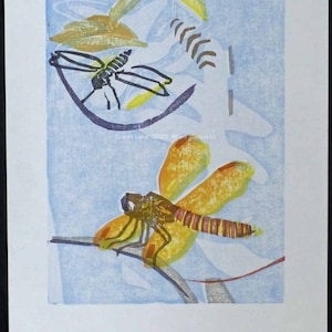 Eastern Amberwings II Original Moku Hanga Print