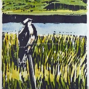 Osprey a Capo May Linocut color mano