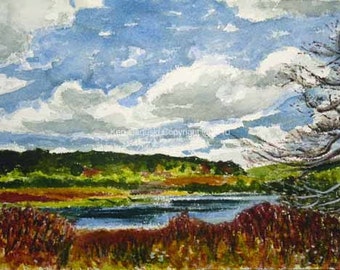 Camp 70 Road Beaver Pond Watercolor Painting