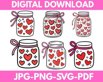 love Jar SVG\ Cute Heart Jar Cut File\ Romantic Cricut Silhouette Design