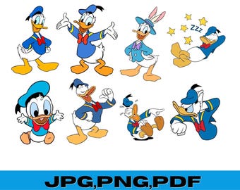 Donald Duck PNG Clipart: Funny Cartoon Birthday Party Design (Digital Download)