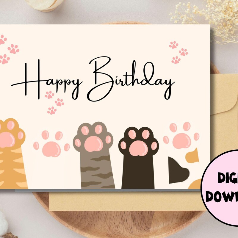 Cat Birthday Cards Etsy