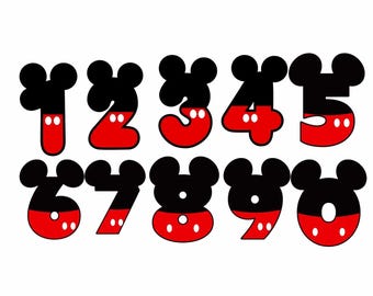 Mickey Mouse Birthday Number PNG: Cartoon Party Clipart (Digital Download)