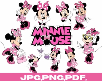 Minnie Mouse PNG Clipart: Cartoon Mouse Birthday Party Design (Digital Download)