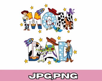 Toy Story Mom Dad PNG | Cartoon Family Vacation Matching Shirts (Digital Download)