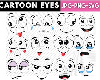 Cartoon Eyes PNG\ Cute Animated Eyes Clipart\ Funny Character Eyes Digital Download