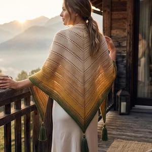 Triangle Shawl Crochet Pattern, Textured Post Stitch Wrap, Handmade Shawl Gift for Her, Herringbone Double Crochet, No Sew, Instant Download