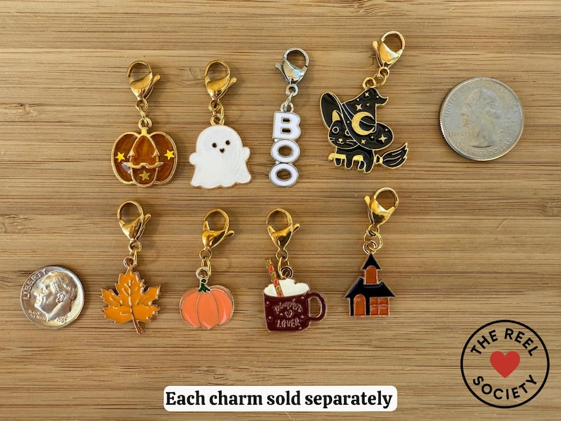 Fall / Halloween Charms | Add-On for Badge Reels, Keychains, Wristlets | Pumpkin, Ghost, Cat, Leaf & More | Cute Autumn Accessories bild 2