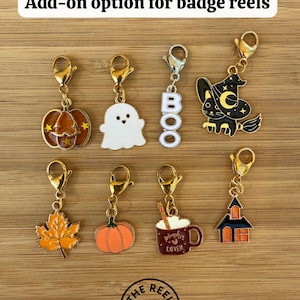 Fall / Halloween Charms | Add-On for Badge Reels, Keychains, Wristlets | Pumpkin, Ghost, Cat, Leaf & More | Cute Autumn Accessories bild 1