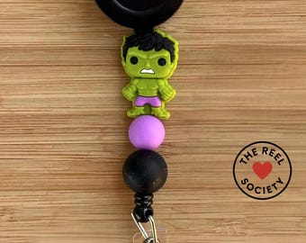 Green Superhero Badge Reel | Comic Style Badge Holder | Retractable Nurse ID Holder | Funny Healthcare Badge Reel | Work ID Clip