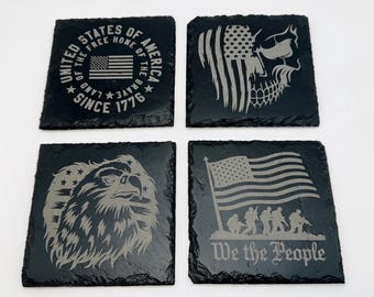 Patriotic Slate Coaster Set