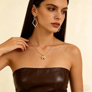 Dainty Bubble Initial Letter Necklace, Custom Personalized Pendant, Simple Minimal Jewelry,Lovely Gift for Her & Mom