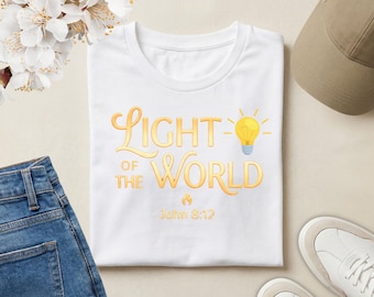 Light of the World Christian T-Shirt John 8:12 | Scripture Faith Tee | Inspirational Jesus Shirt | Gospel Message Apparel Gift