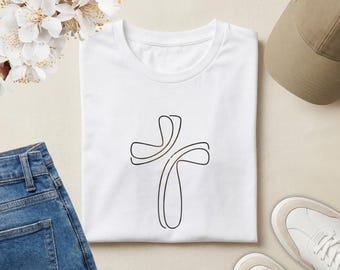Minimalist Cross Christian T-Shirt | Simple Faith Tee | Modern Jesus Shirt | Scripture Inspired Apparel | Christian Gift for Believers