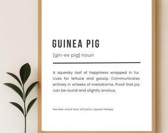 Guinea Pig Print: Quirky Pet Definition Art | Digital Download