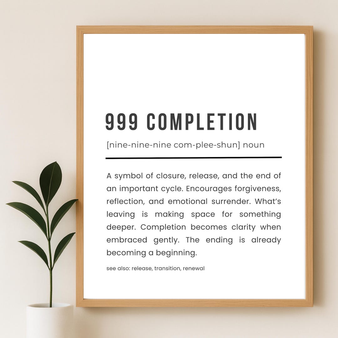 999 Completion | Manifestation Definition Print | Minimal Typography ...