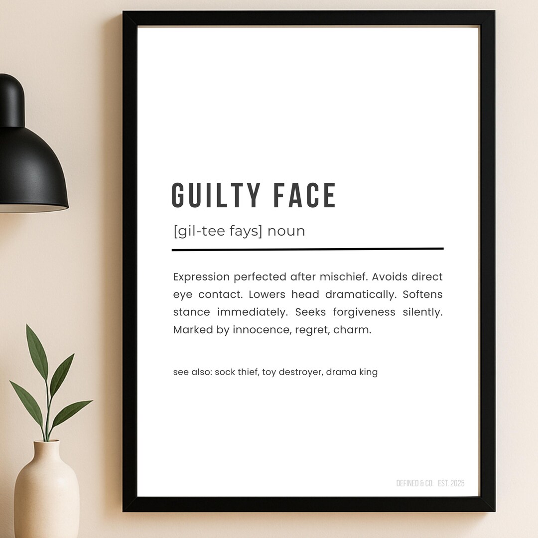 Guilty Dface GUILTY FACE | Dog Definition Print | Funny Dog Gift | Digital Download ...