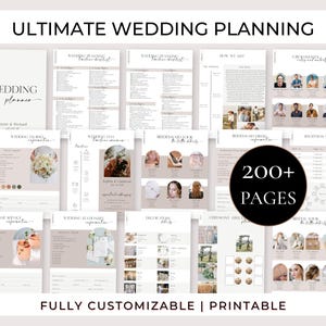 Canva Wedding Planner Templates Bundle | Editable Planner Parts 1 + 2 + Guest Itinerary | Timeline, Checklist & Seating| Editable Printable