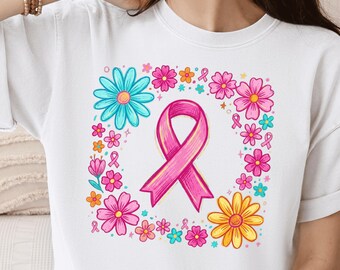 Camiseta de lucha contra el cáncer de mama, camiseta de superviviente, regalo de lazo rosa para mujer