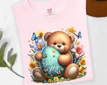Camiseta de regalo de Pascua con diseño de oso de miel, camiseta gráfica de primavera, para niñas pequeñas y niñas