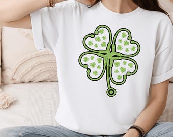 Camiseta de San Patricio con trébol de la suerte para enfermera de UCI, regalo irlandés para enfermeras.