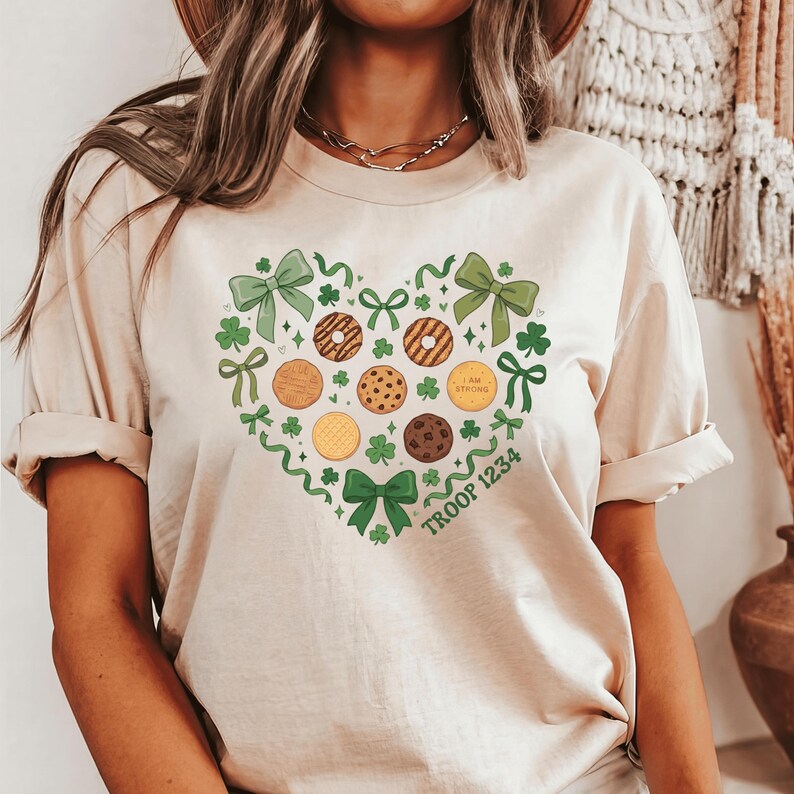 Sudadera personalizada con número de tropa, lazo verde, corazón y para mamá de Girl Scouts, regalo para líder de equipo de galletas imagen 3