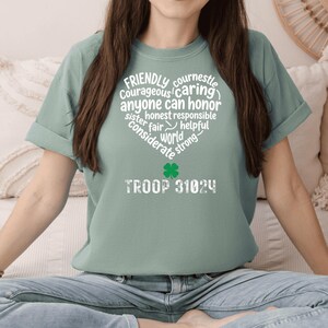 Personalized Troop Girl Scout Shirt, Custom Name Heart-Law Design, Leader Mom Tee, Camp Gift image 3